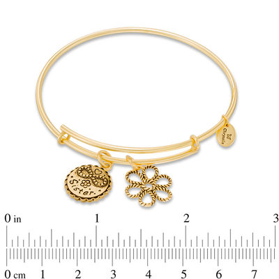 Chrysalis "Sister" Charms Adjustable Bangle in Yellow-Tone Brass