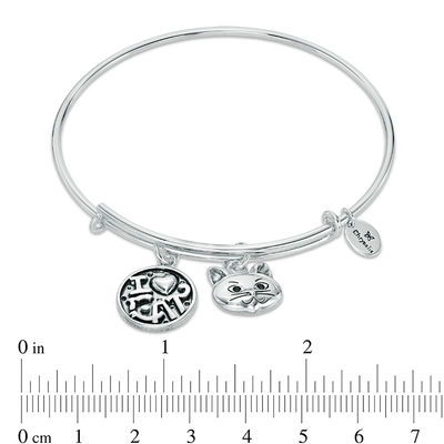 Chrysalis "I Love Cat" Charms Adjustable Bangle in White Brass