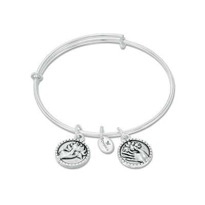 Chrysalis "Creativity" Charms Adjustable Bangle in White Brass