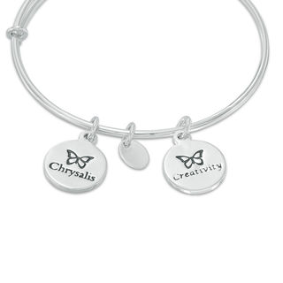 Chrysalis "Creativity" Charms Adjustable Bangle in White Brass