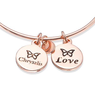 Chrysalis "Love" Charms Adjustable Bangle in Rose-Tone Brass