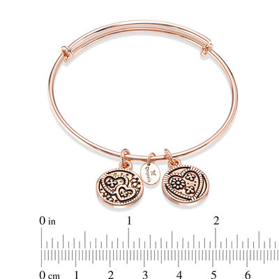 Chrysalis "Love" Charms Adjustable Bangle in Rose-Tone Brass