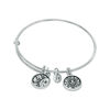 Chrysalis "Strength" Charms Adjustable Bangle in White Brass