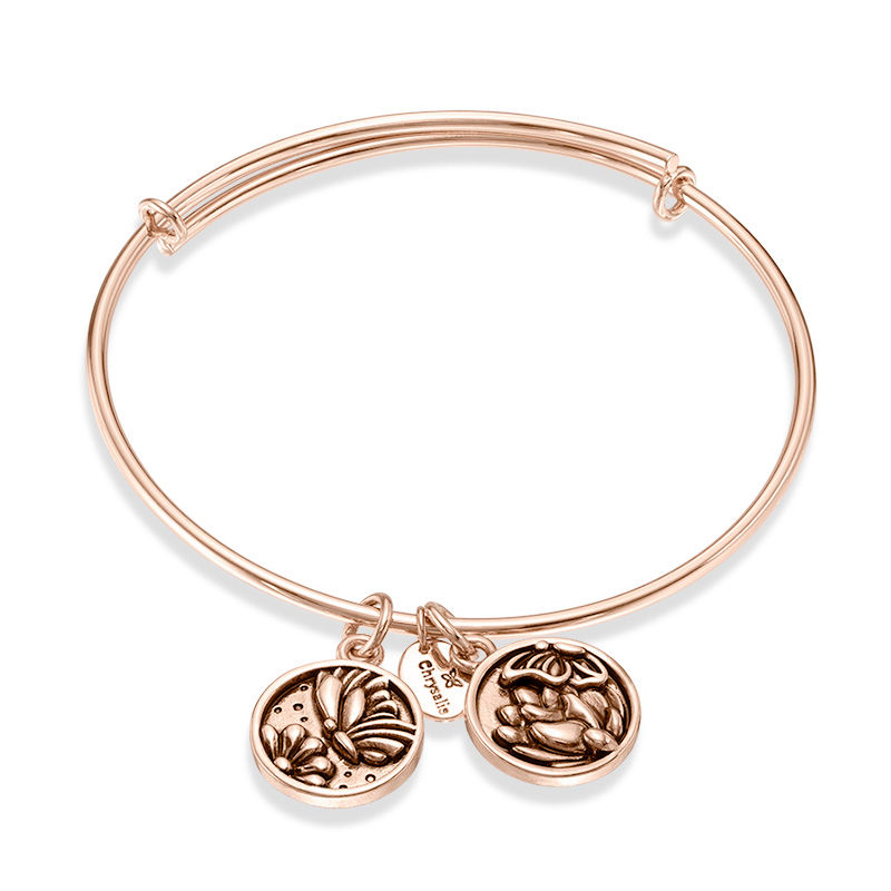 Chrysalis "Transformation" Charms Adjustable Bangle in Rose-Tone Brass|Peoples Jewellers