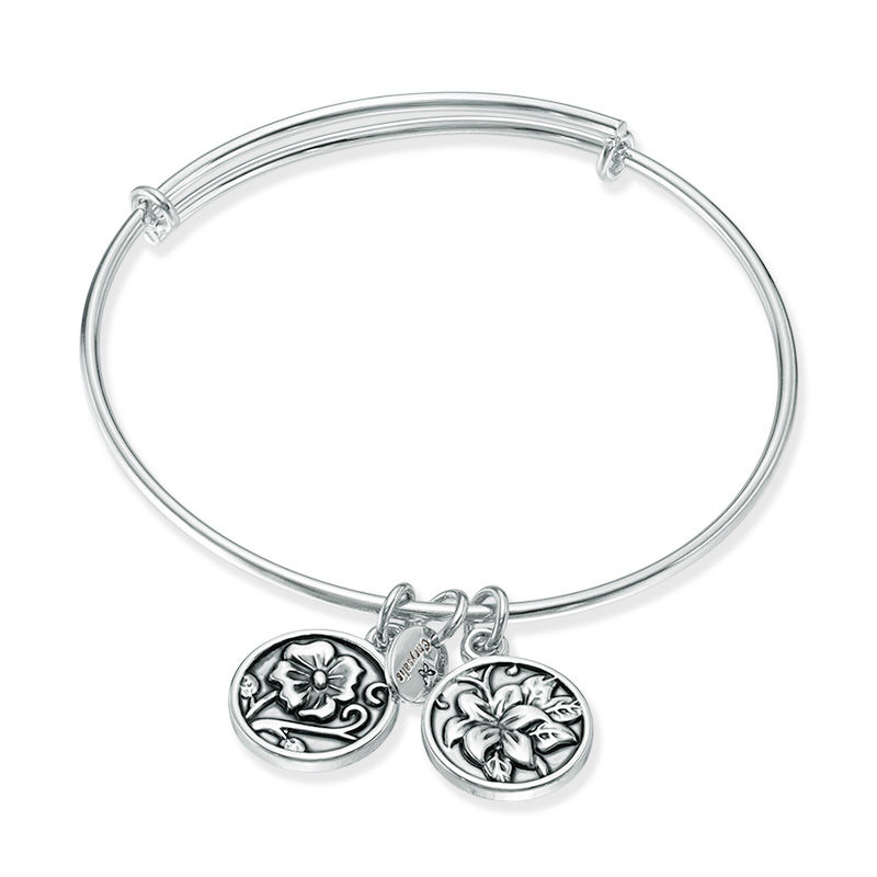 Chrysalis "Nature" Charms Adjustable Bangle in White Brass|Peoples Jewellers