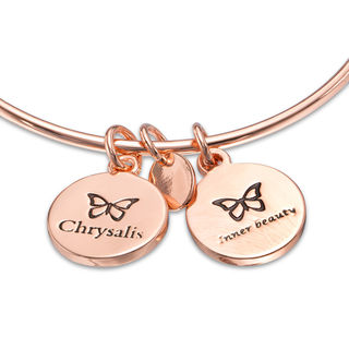 Chrysalis "Inner Beauty" Charms Adjustable Bangle in Rose-Tone Brass