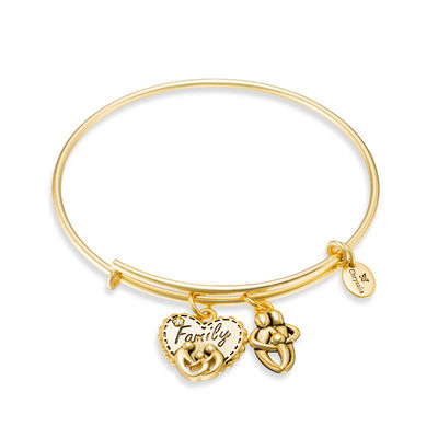 Chrysalis "Family" Charms Adjustable Bangle in Yellow-Tone Brass