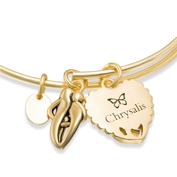 Chrysalis "Family" Charms Adjustable Bangle in Yellow-Tone Brass