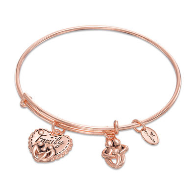 Chrysalis "Family" Charms Adjustable Bangle in Rose-Tone Brass