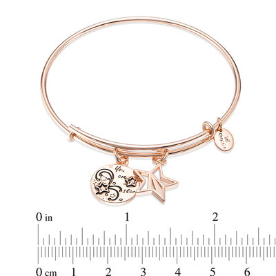 Chrysalis "You are a star" Charms Adjustable Bangle in Rose-Tone Brass