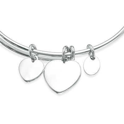 Chrysalis "Big Sis Little Sis" Charms Adjustable Bangle in White Brass