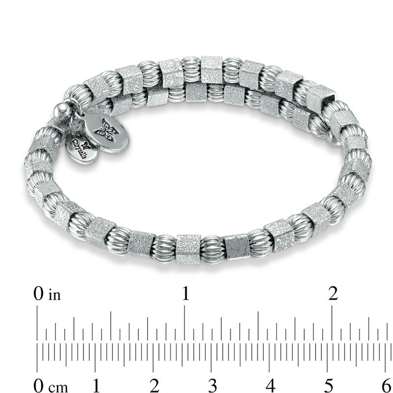 Chrysalis Metal Bead Adjustable Bangle in White Brass|Peoples Jewellers