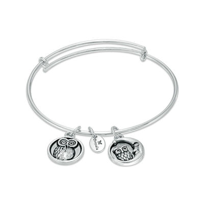 Chrysalis "Wisdom" Charms Adjustable Bangle in White Brass