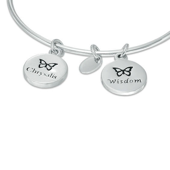 Chrysalis "Wisdom" Charms Adjustable Bangle in White Brass