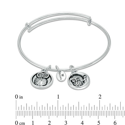 Chrysalis "Wisdom" Charms Adjustable Bangle in White Brass