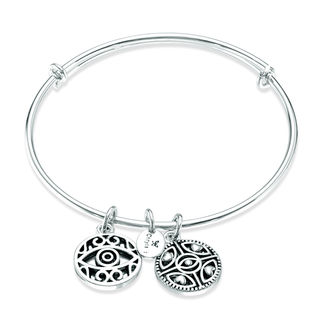 Chrysalis "Protection" Charms Adjustable Bangle in White Brass