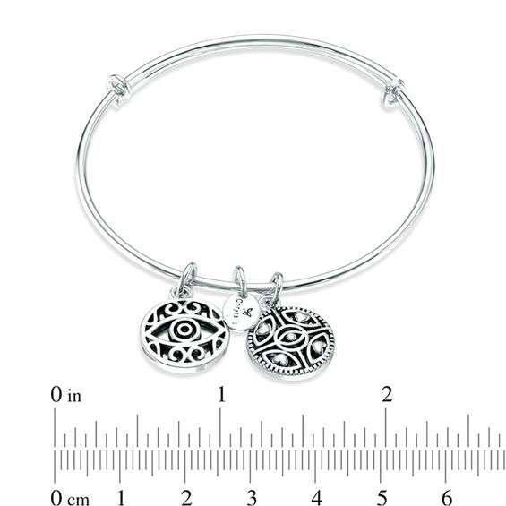 Chrysalis "Protection" Charms Adjustable Bangle in White Brass