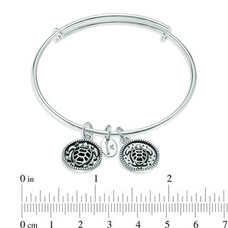 Chrysalis "Serenity" Charms Adjustable Bangle in White Brass