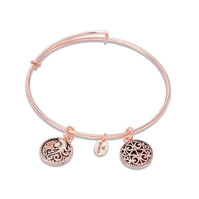 Chrysalis "Femininity" Charms Adjustable Bangle in Rose-Tone Brass