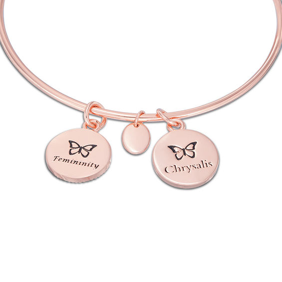 Chrysalis "Femininity" Charms Adjustable Bangle in Rose-Tone Brass