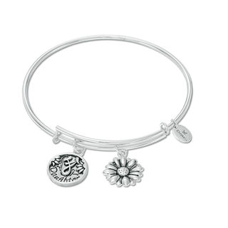 Chrysalis "Daughter" Charms Adjustable Bangle in White Brass