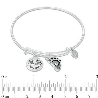 Chrysalis "New Baby" Charms Adjustable Bangle in White Brass