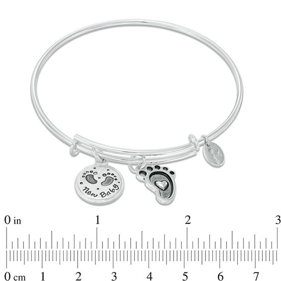 Chrysalis "New Baby" Charms Adjustable Bangle in White Brass