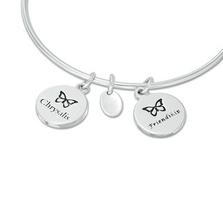 Chrysalis "Friendship" Charms Adjustable Bangle in White Brass