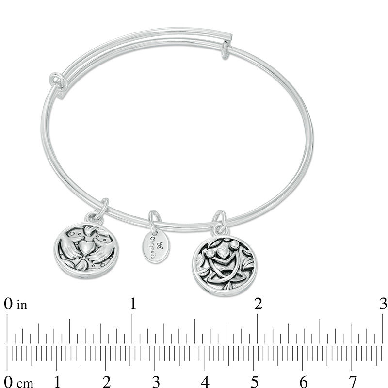 Chrysalis "Friendship" Charms Adjustable Bangle in White Brass|Peoples Jewellers