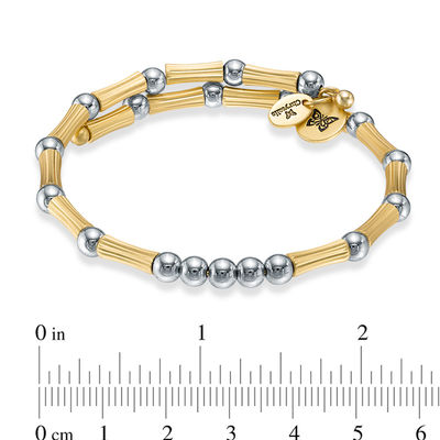 Chrysalis Metal Bead Adjustable Bangle in Two-Tone Brass