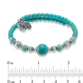 Chrysalis Turquoise and Silver-Tone Bead Adjustable Bangle in Brass