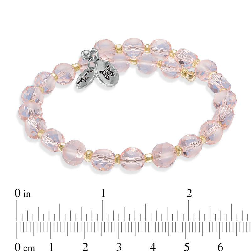 Main Image 2 of Chrysalis Pink Glass Bead Adjustable Bangle in Brass