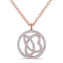 Julianna B™ 0.32 CT. T.W. Diamond Cursive &quot;JB&quot; Circle Pendant in 14K Rose Gold