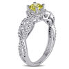 Thumbnail Image 1 of 0.76 CT. T.W. Enhanced Yellow and White Diamond Frame Twist Engagement Ring in 10K White Gold