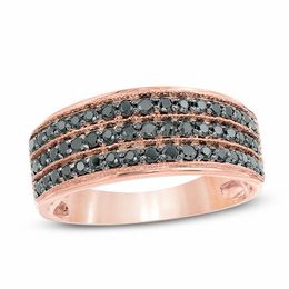 0.45 CT. T.W. Black Diamond Three Row Band in 10K Rose Gold