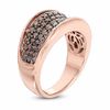 0.83 CT. T.W. Champagne Diamond Four Row Ring in 10K Rose Gold