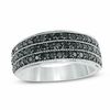 Thumbnail Image 0 of 0.95 CT. T.W. Black Diamond Three Row Ring in Sterling Silver