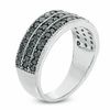 Thumbnail Image 1 of 0.95 CT. T.W. Black Diamond Three Row Ring in Sterling Silver
