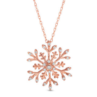 0.15 CT. T.W. Diamond Snowflake Pendant in 10K Rose Gold