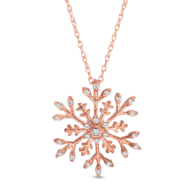 0.15 CT. T.W. Diamond Snowflake Pendant in 10K Rose Gold|Peoples Jewellers