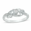 0.09 CT. T.W. Diamond Double Hearts Promise Ring in 10K White Gold