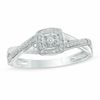 0.09 CT. T.W. Diamond Cushion Frame Twist Promise Ring in 10K White Gold