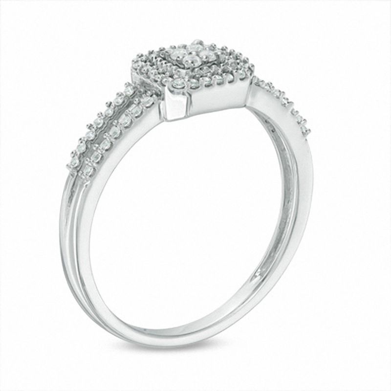 0.18 CT. T.W. Composite Diamond Cushion Frame Promise Ring in 10K White Gold|Peoples Jewellers