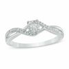 0.11 CT. T.W. Diamond Twist Shank Promise Ring in 10K White Gold