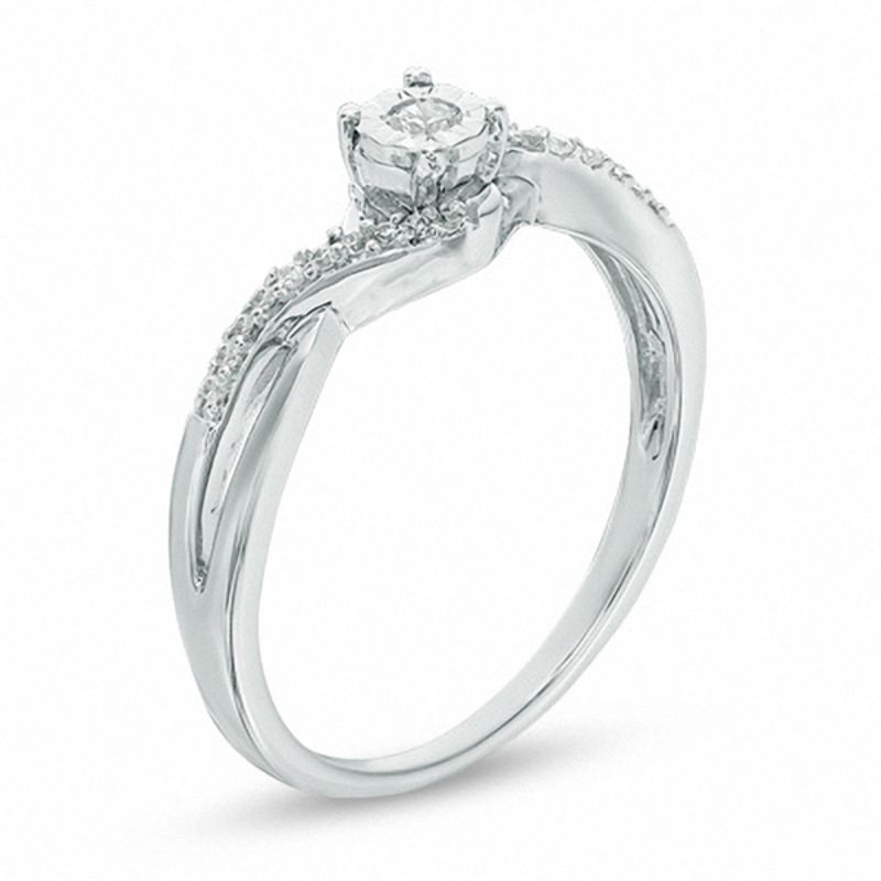 0.11 CT. T.W. Diamond Twist Shank Promise Ring in 10K White Gold|Peoples Jewellers