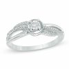 Thumbnail Image 0 of 0.11 CT. T.W. Diamond Wave Promise Ring in 10K White Gold