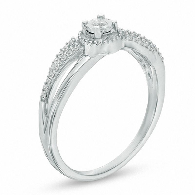 0.11 CT. T.W. Diamond Wave Promise Ring in 10K White Gold|Peoples Jewellers