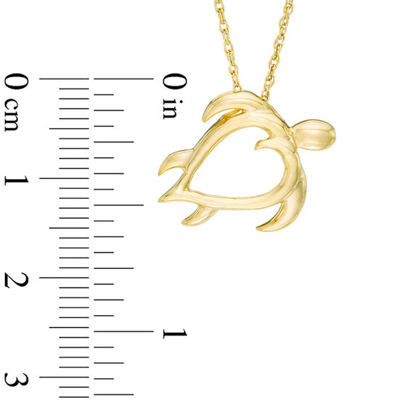 Open Heart Turtle Pendant in 10K Gold