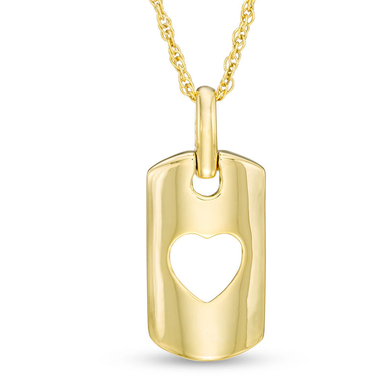 Cutout Heart Dog Tag Pendant in 10K Gold|Peoples Jewellers