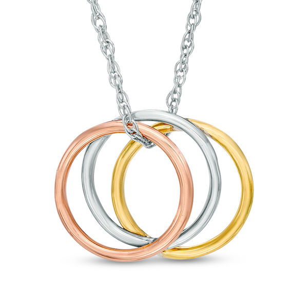 Triple Open Circle Pendant in 10K Tri-Tone Gold